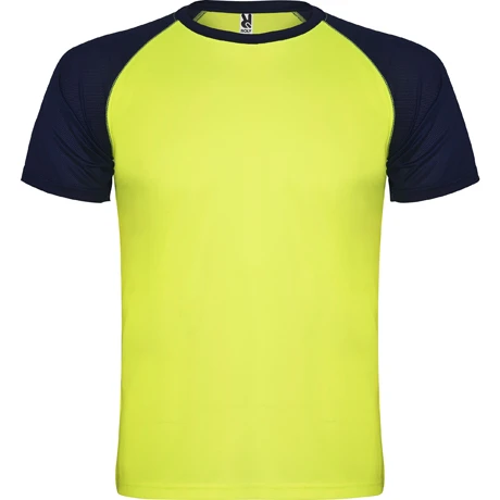 Camiseta béisbol personalizada · Amarillo Flúor / Marino · Frontal Camiseta béisbol personalizada · Amarillo Flúor / Marino · Frontal