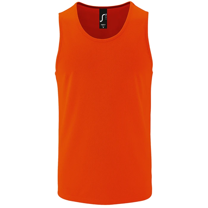 Camiseta deportiva de tirantes personalizada hombre · Naranja neón · Frontal Camiseta deportiva de tirantes personalizada hombre · Naranja neón · Frontal