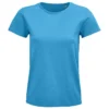 Camiseta ecológica personalizada mujer delante aqua