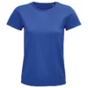 Camiseta ecológica personalizada mujer delante azul royal