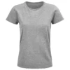 Camiseta ecológica personalizada mujer delante gris mezcla