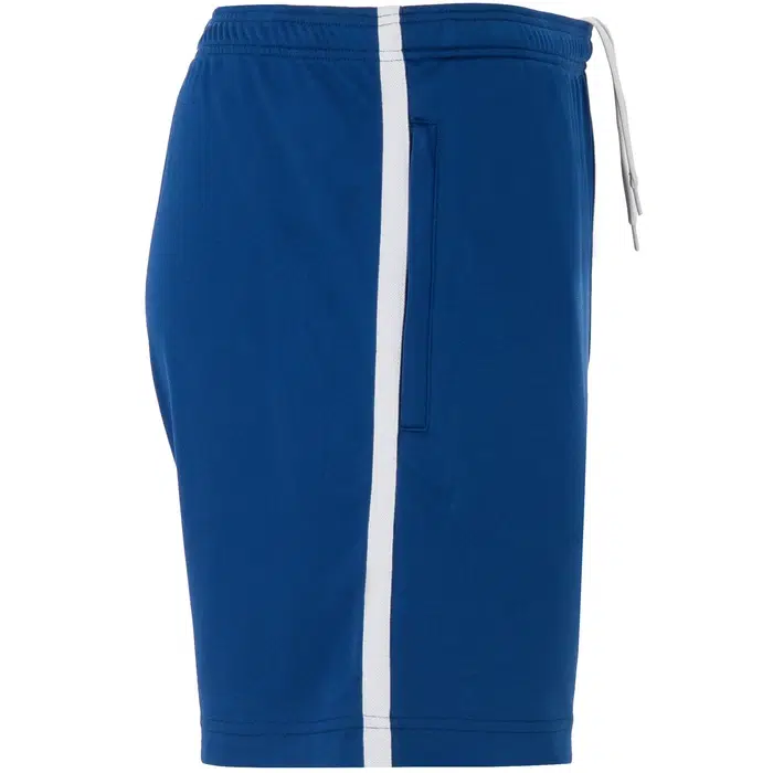Pantalon corto con cremallera personalizado azul royal derecha