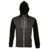 Sudadera con cremallera bicolor unisex personalizada antracita mezcla-negro delante