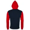 Sudadera con cremallera bicolor unisex personalizada marino-rojo detrás