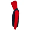 Sudadera con cremallera bicolor unisex personalizada marino-rojo izda