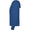 Sudadera con cremallera deportiva personalizada azul royal amarillo izda