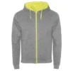 Sudadera con cremallera deportiva personalizada gris amarillo