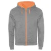 Sudadera con cremallera deportiva personalizada gris naranja