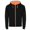 Sudadera con cremallera deportiva personalizada negro naranja delante