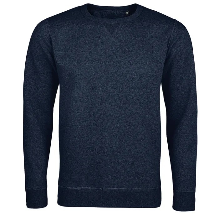 Sudadera sin capucha hombre personalizada denim jaspeado delante