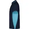 Polo pádel personalizado Marino-Celeste izquierda